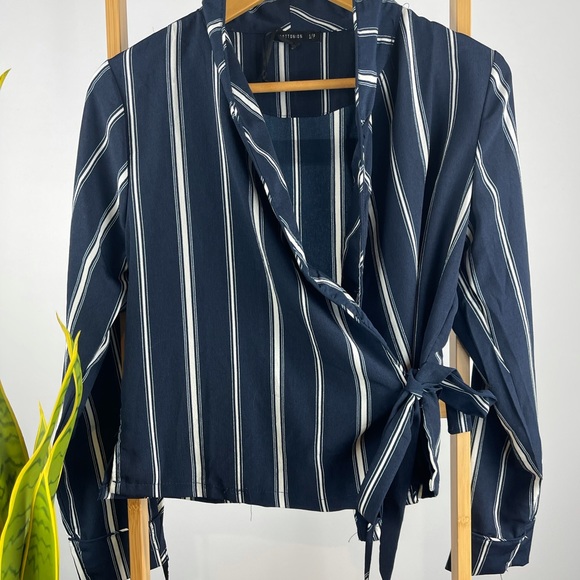 Very Cute Navy Tie Jacket Bolero - Size S - Picture 2 of 7